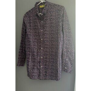 Rock Paper Flower Women’s Button Shirt S Artsy Long Sleeve Blouse Art to Wear